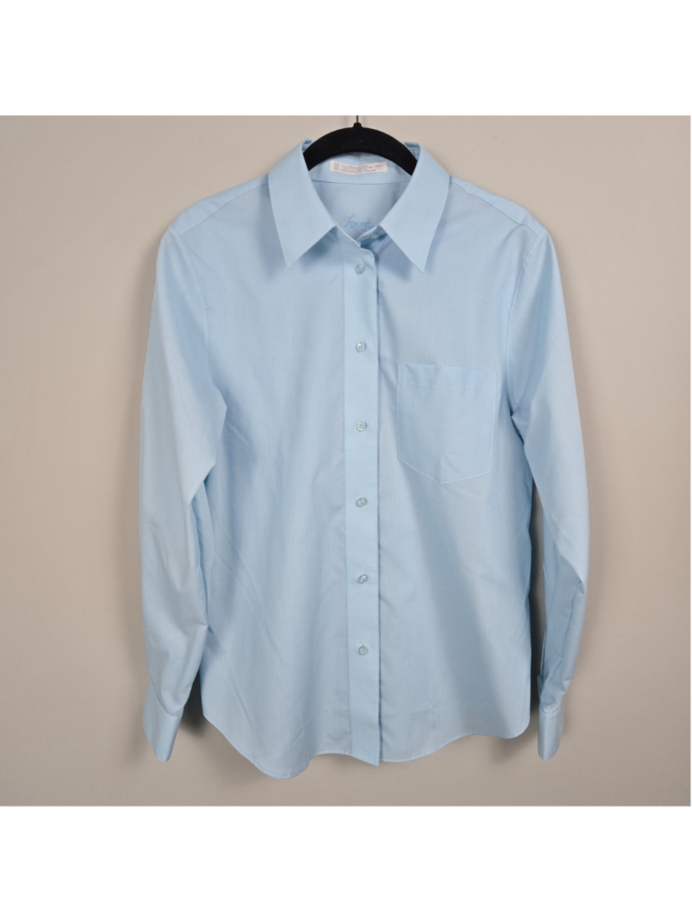 Foxcroft Womens Wrinkle Free Button Up Top Size 10P Blue Career Office Mature